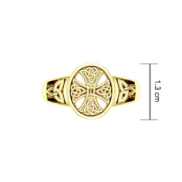 Celtic Cross 14 K Solid Gold Ring GRI2292 - Jewelry